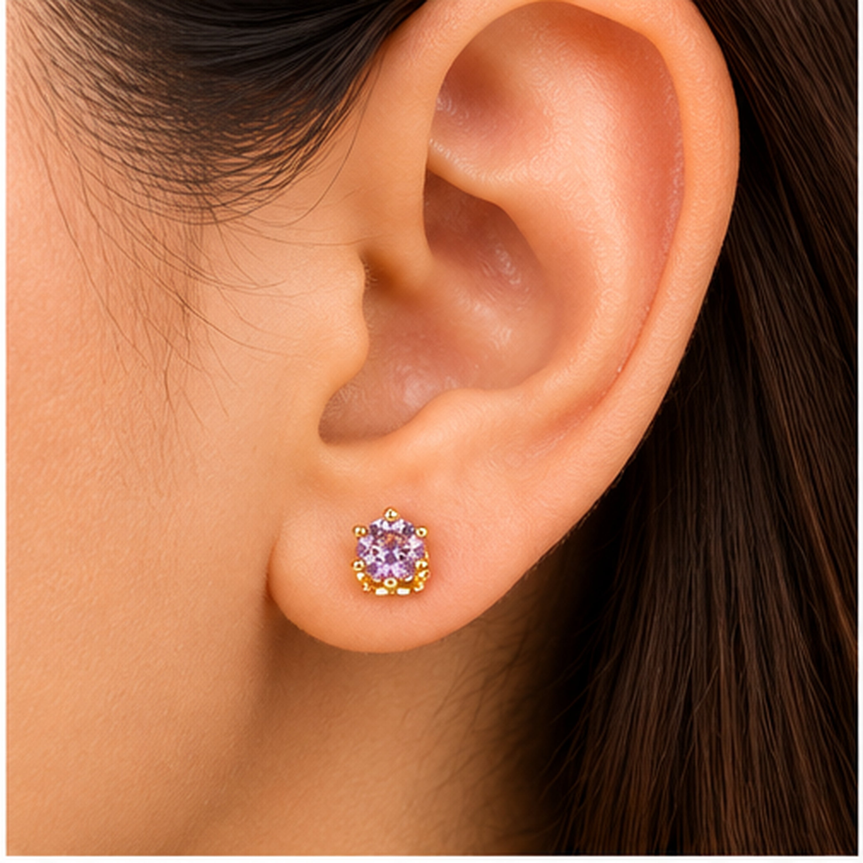 Gold Plated Pink Cubic Zirconia Stud Earrings for Women