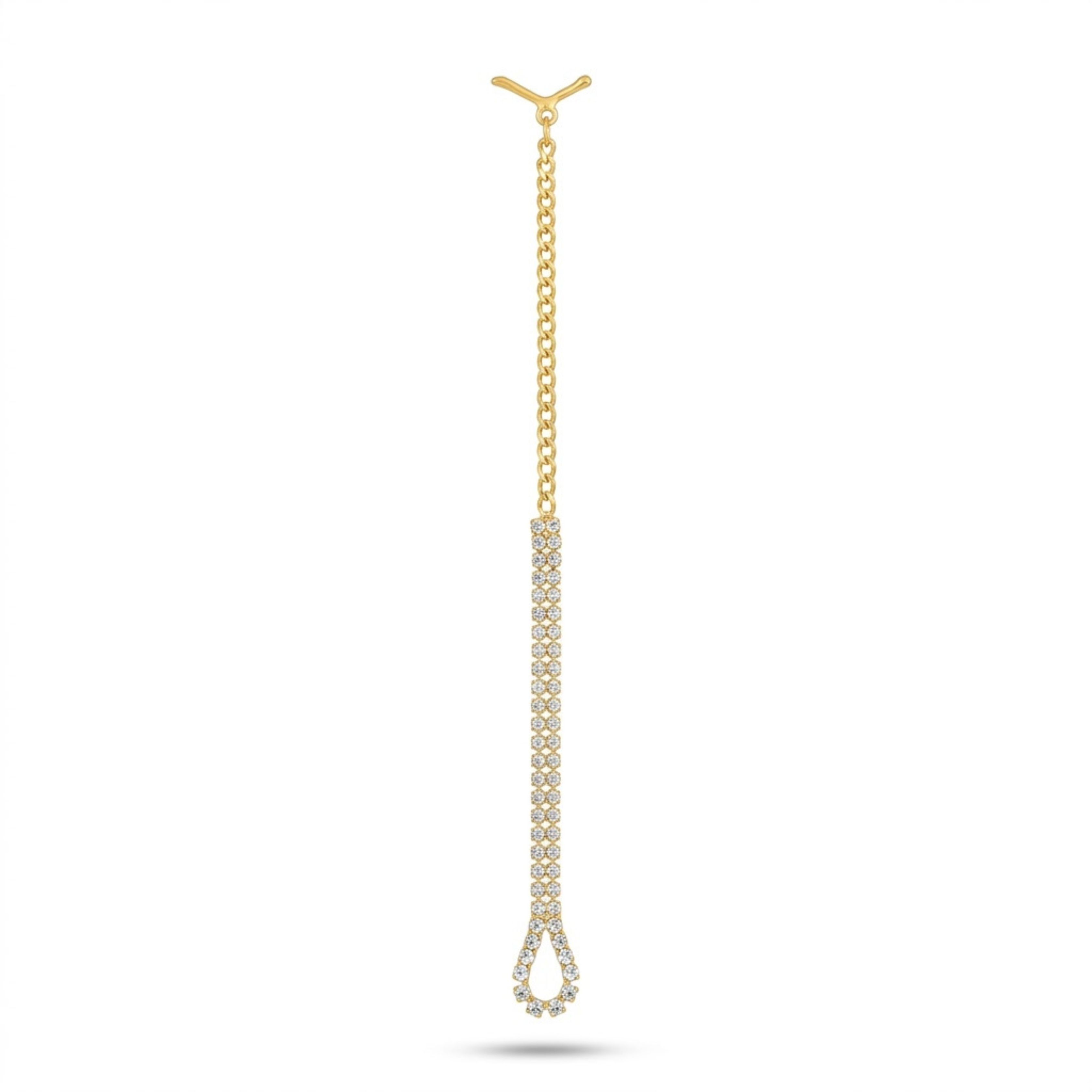 Bria By Saar 18K Gold Crystal Chain Mangtika For Men & Women | Premium Glossy Finish Anti-Tarnish Forehead Jewellery | Stylish Traditional & Party Wear Fashion Accessory For Wedding, Festive & Gifting