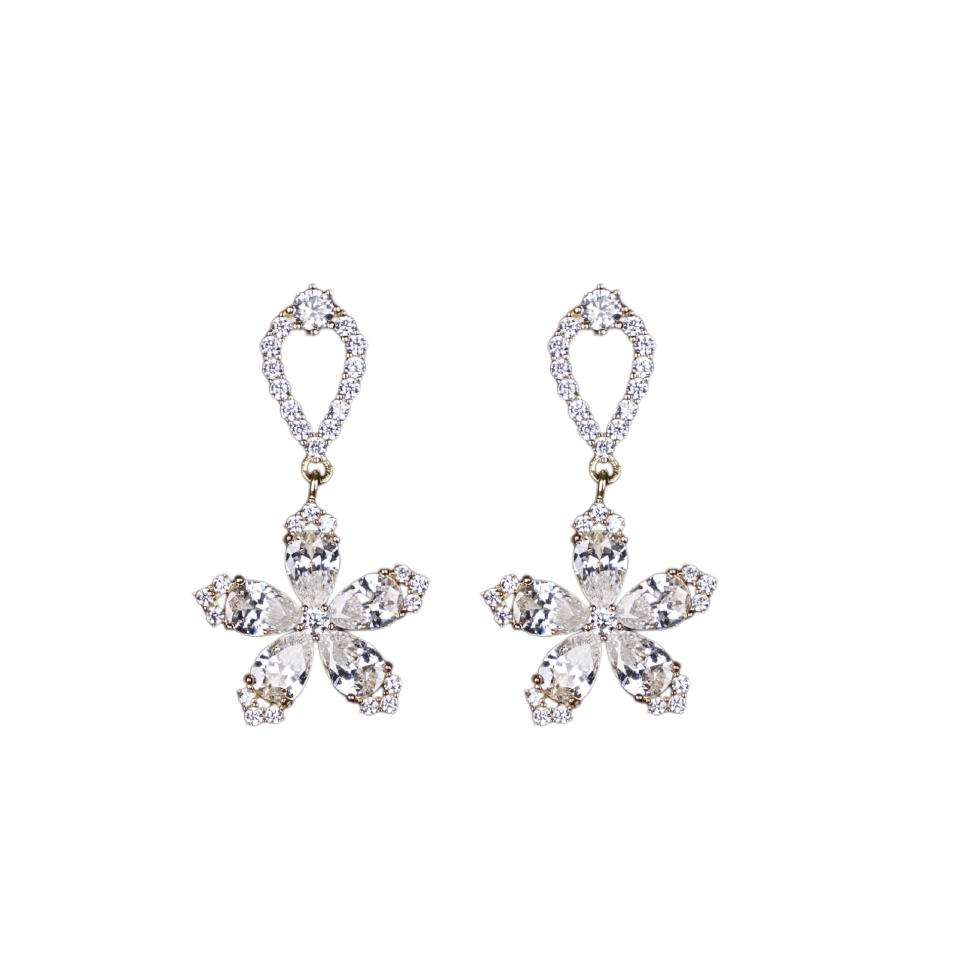 Luxury Floral Crystal Drop Earrings