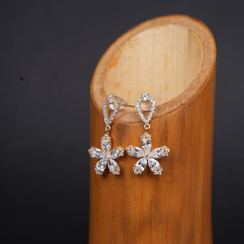 Luxury Floral Crystal Drop Earrings