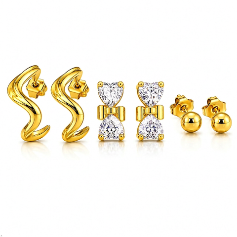 Bria By Saar 18K Gold Plated Cubic Zirconia Hoop Earrings For Women & Girls | Premium Glossy Finish Anti-Tarnish Earrings | Stylish Daily Wear Fashion Jewellery For  (Pair)