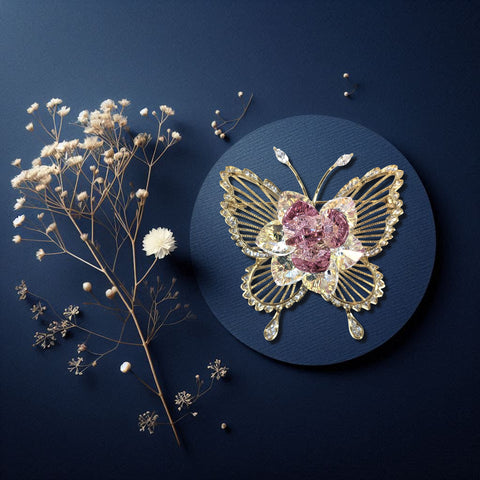 Exquisite Floral Butterfly Brooch – Silver-Tone with Cubic Zirconia