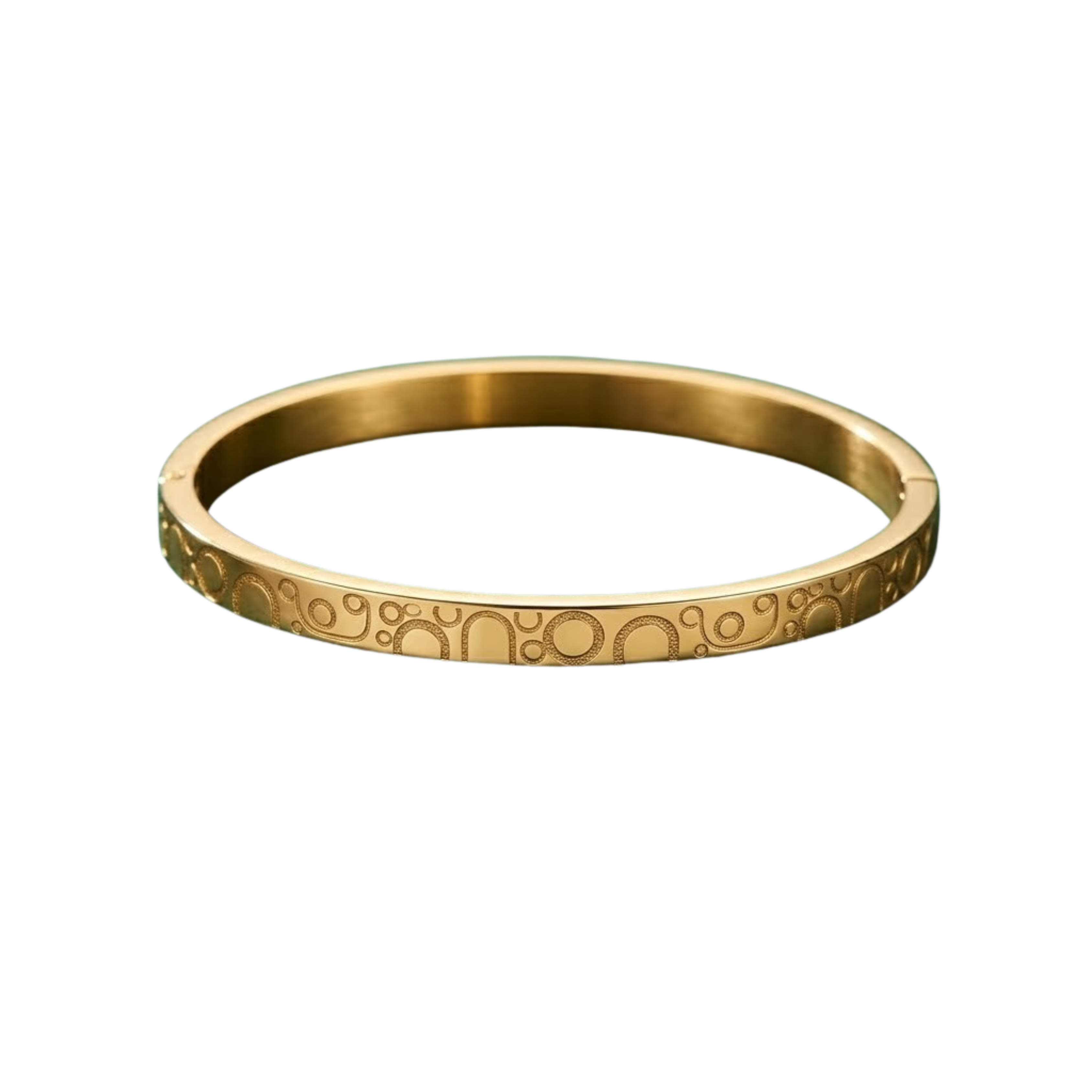Bria By Saar Stainless Steel Golden Adjustable Gold Plated Kada Bracelet With Greek Key Pattern For Women | Premium Anti-Tarnish Open Cuff Bracelet | Stylish Daily Wear Fashion Jewellery  & Gifting