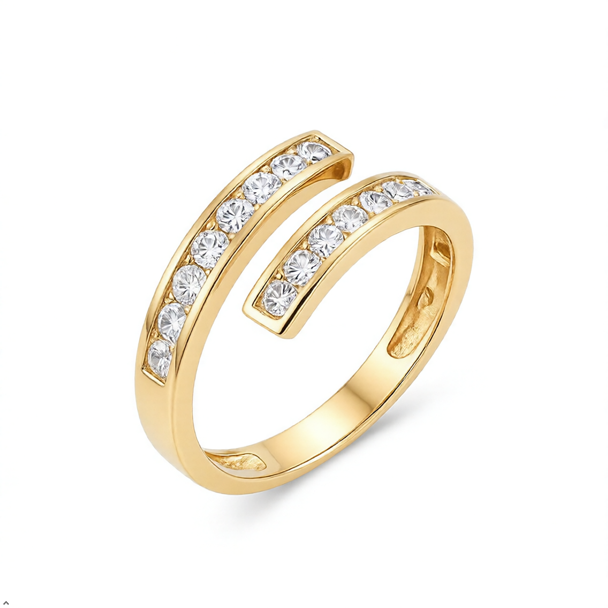 Bria By Saar Stainless Steel Golden Cubic Zirconia Gold-Plated Ring For Men & Women | Premium Crystal Studded Fashion Band | Anti-Tarnish Stylish Daily Wear Jewellery Gift | (Size- 7)