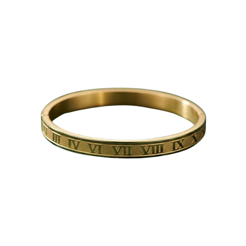 Bria By Saar Stainless Steel Golden Adjustable Gold Plated Kada Bracelet With Greek Key Pattern For Women | Premium Anti-Tarnish Open Cuff Bracelet  Jewellery  & Gifting (Pair)