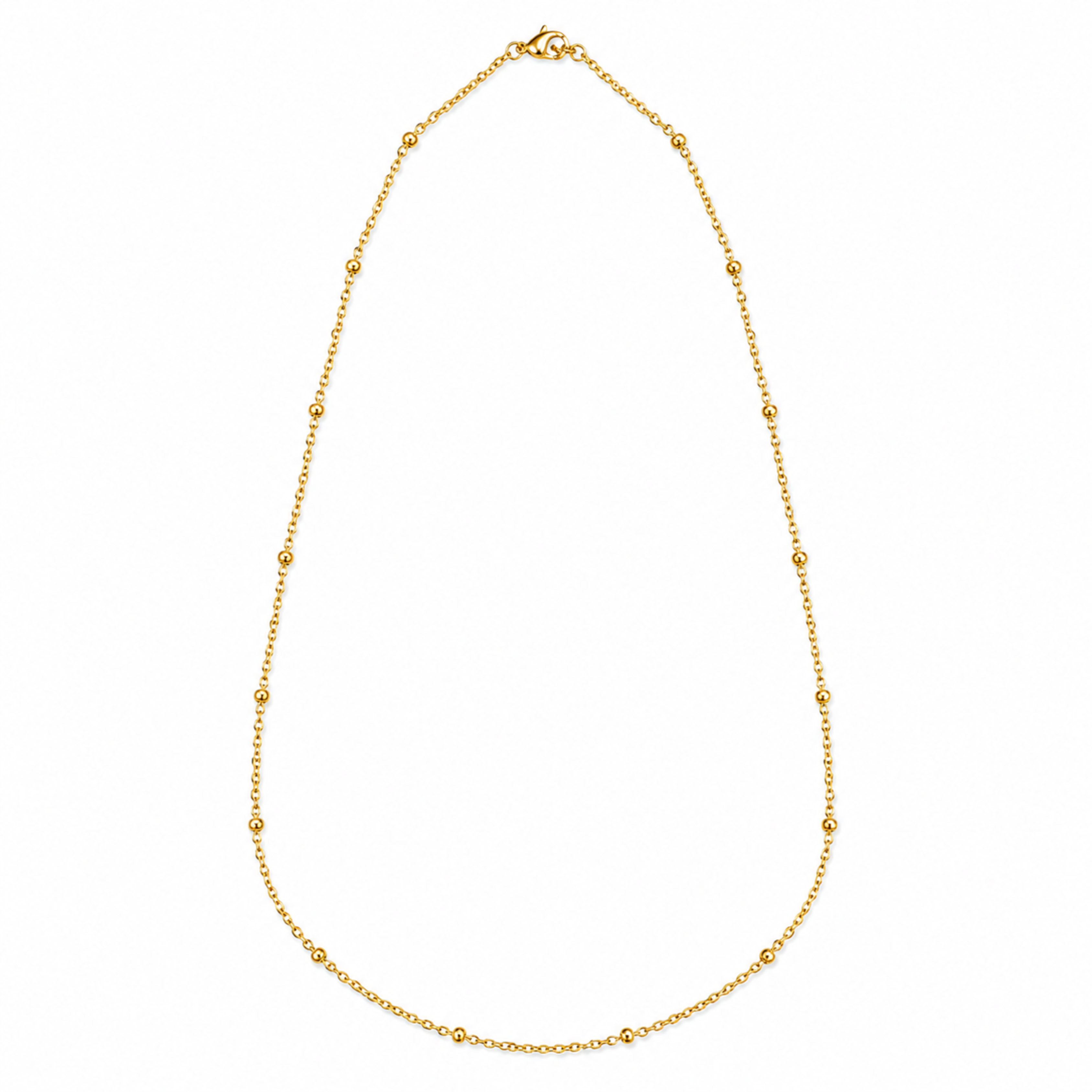 Bria By Saar Stainless Steel Golden Cuban Link & Ball Chain For Men & Women | Premium Glossy Finish Anti-Tarnish Necklace Chain | Stylish Fashion Jewellery For Daily Wear