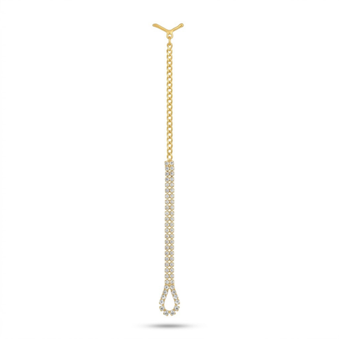 Bria By Saar 18K Gold Crystal Chain Mangtika For Men & Women | Premium Glossy Finish Anti-Tarnish Forehead Jewellery | Stylish Traditional & Party Wear Fashion Accessory For Wedding, Festive & Gifting