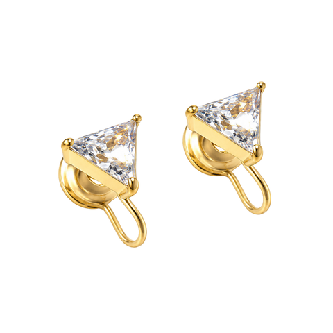 Bria By Saar 18K Gold Triangular Stud Setting Earrings For Women & Girls | Premium Glossy Finish Anti-Tarnish Earrings | Stylish Daily Wear Fashion Jewellery For Party, Casual & Gifting (Pair)