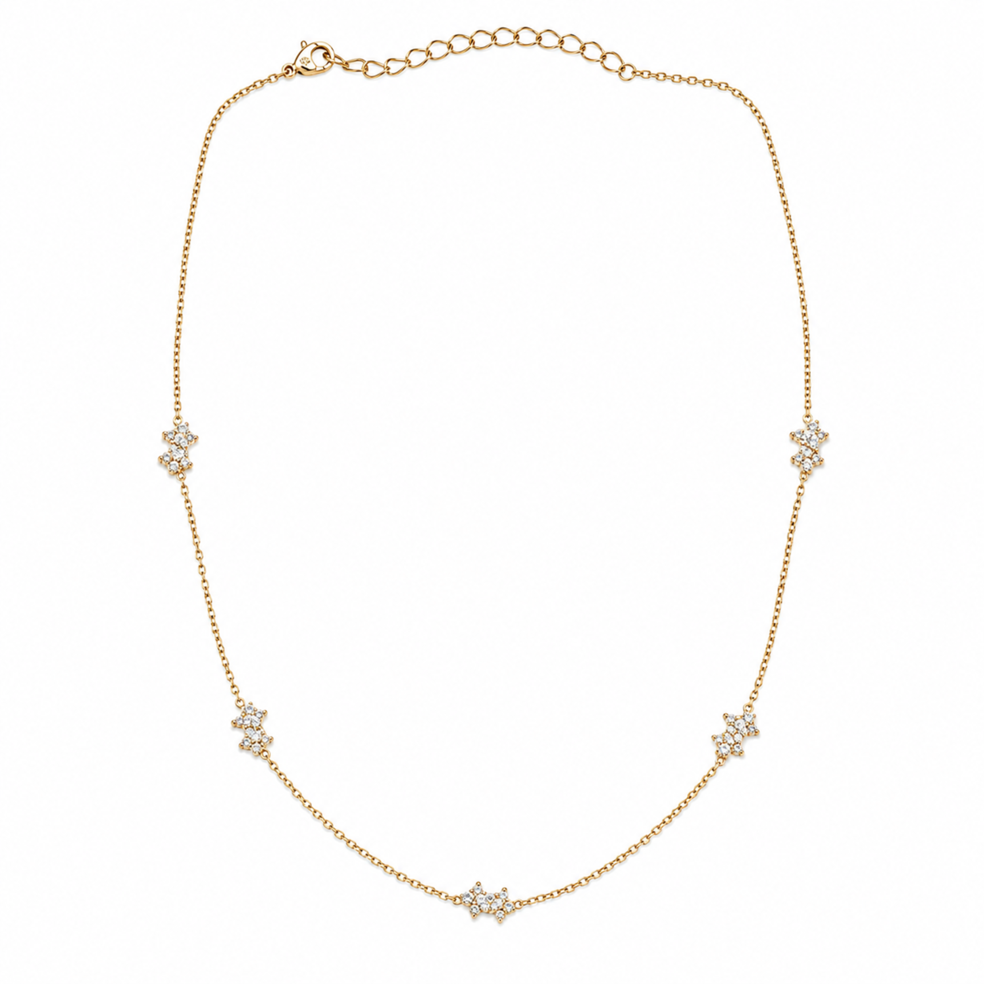 Bria By Saar 18K Gold Station Necklace With Clover Charm Chain For Men & Women | Premium Glossy Finish Anti-Tarnish Necklace | Stylish Daily Wear Fashion Jewellery For Party, Casual & Gifting