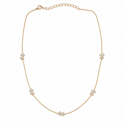 Bria By Saar 18K Gold Station Necklace With Clover Charm Chain For Men & Women | Premium Glossy Finish Anti-Tarnish Necklace | Stylish Daily Wear Fashion Jewellery For Party, Casual & Gifting