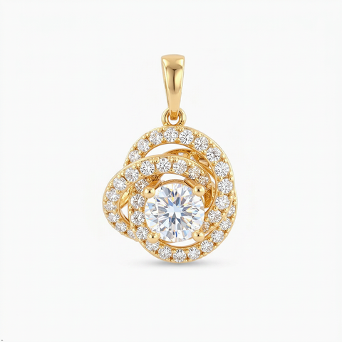 Bria By Saar Copper Gold-Plated Crystal Bloom Pendant For Women & Girls | Adjustable Floral Pendant Necklace | Anti-Tarnish Stylish Daily Wear Fashion Jewellery & Special Occasions