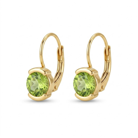 18K Gold Triangular Stud Setting Earrings For Women & Girls | Premium Glossy Finish Anti-Tarnish Earrings | Stylish Daily Wear Fashion Jewellery For Party, Casual & Gifting | Golden/Green | (Pair)