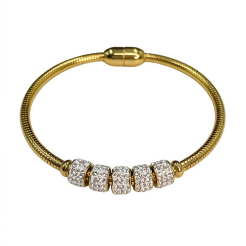 Bria By Saar Stainless Steel Golden Adjustable Gold Plated Kada Bracelet With Greek Key Pattern For Women | Premium Anti-Tarnish Open Cuff Bracelet | Stylish Daily Wear Fashion Jewellery