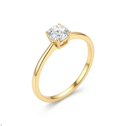 Bria By Saar Stainless Steel Golden Cubic Zirconia Gold-Plated Ring For Men & Women | Premium Crystal Studded Fashion Band | Anti-Tarnish Stylish Daily Wear Jewellery Gift | (Size- 8)