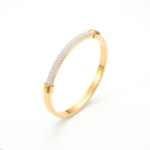 Bria By Saar Stainless Steel Golden Adjustable Gold Plated Kada Bracelet With Greek Key Pattern For Women | Premium Anti-Tarnish Open Cuff Bracelet | Stylish Daily Wear Fashion Jewellery