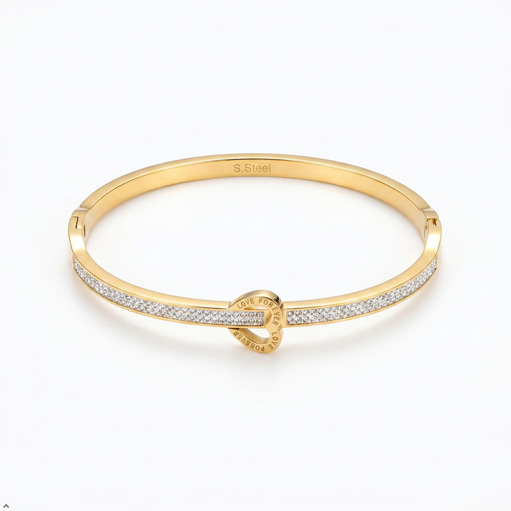 Bria By Saar Stainless Steel Golden Adjustable Gold Plated Kada Bracelet With Greek Key Pattern For Women | Premium Anti-Tarnish Open Cuff Bracelet | Stylish Daily Wear Fashion Jewellery