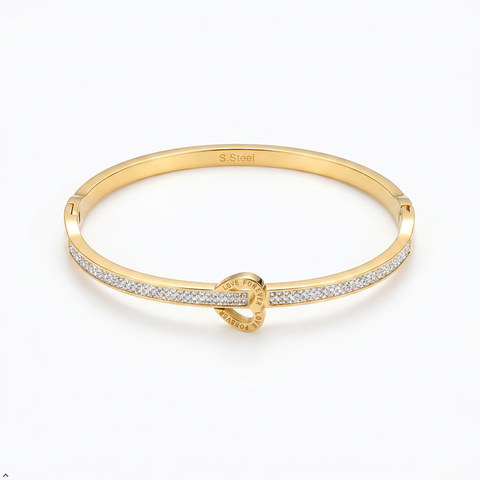 Bria By Saar Stainless Steel Golden Adjustable Gold Plated Kada Bracelet With Greek Key Pattern For Women | Premium Anti-Tarnish Open Cuff Bracelet | Stylish Daily Wear Fashion Jewellery