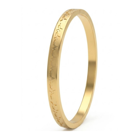 Bria By Saar Stainless Steel Golden Adjustable Gold Plated Kada Bracelet With Greek Key Pattern For Women | Premium Anti-Tarnish Open Cuff Bracelet | Stylish Daily Wear Fashion Jewellery  Gifting