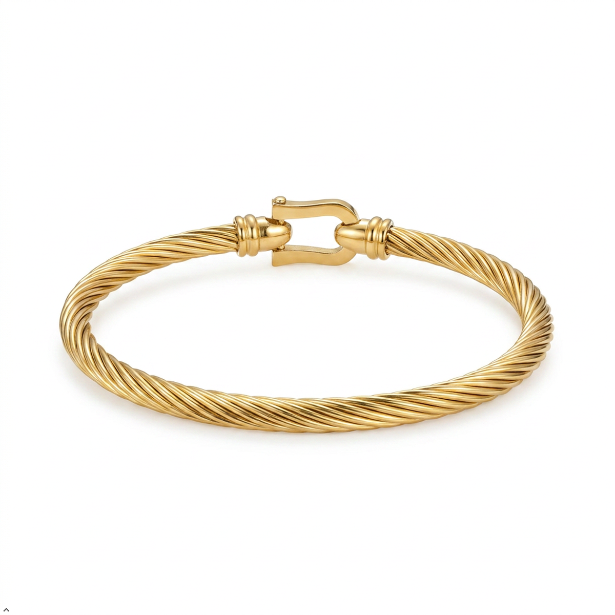 Bria By Saar Stainless Steel Golden Adjustable Gold Plated Kada Bracelet With Greek Key Pattern For Women | Premium Anti-Tarnish Open Cuff Bracelet | Stylish Daily Wear Fashion Jewellery