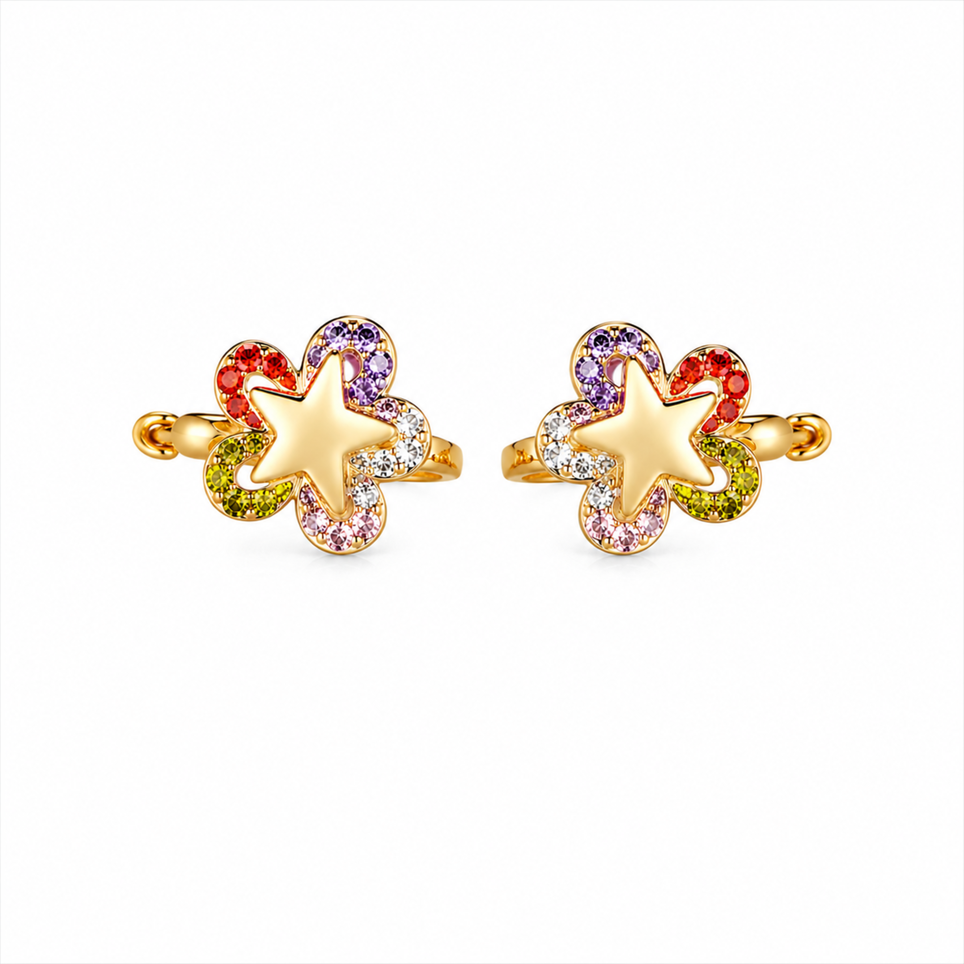 Bria By Saar Copper Gold-Plated Cubic Zirconia Stud Earrings For Women & Girls | Premium Glossy Finish Anti-Tarnish Earrings | Stylish Daily Wear Fashion Jewellery For Party, Casual & Gifting (Pair)