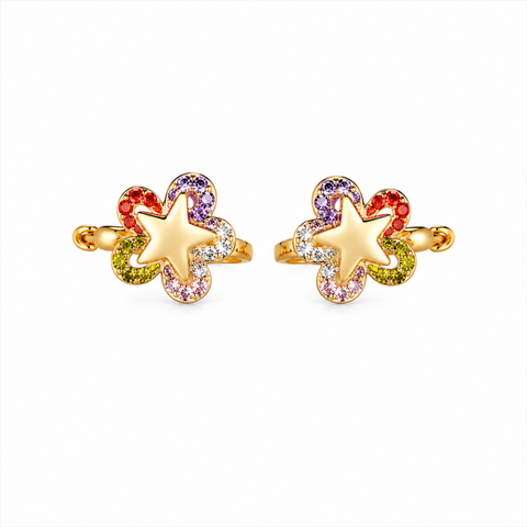 Bria By Saar Copper Gold-Plated Cubic Zirconia Stud Earrings For Women & Girls | Premium Glossy Finish Anti-Tarnish Earrings | Stylish Daily Wear Fashion Jewellery For Party, Casual & Gifting (Pair)
