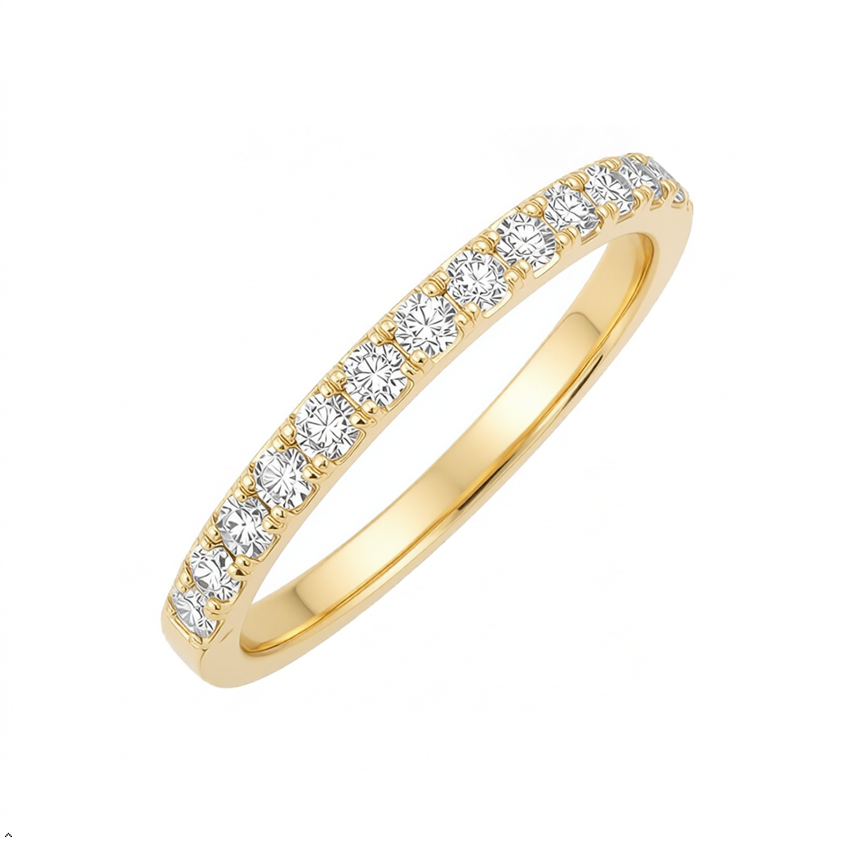 Bria By Saar Stainless Steel Golden Cubic Zirconia Gold-Plated Ring For Men & Women | Premium Crystal Studded Fashion Band | Anti-Tarnish Stylish Daily Wear Jewellery Gift | (Size- 8)