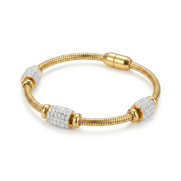 Stainless Steel Golden Adjustable Gold Plated Kada Bracelet With Greek Key Pattern For Women | Premium Anti-Tarnish Open Cuff Bracelet | Stylish Daily Wear Fashion & Gifting