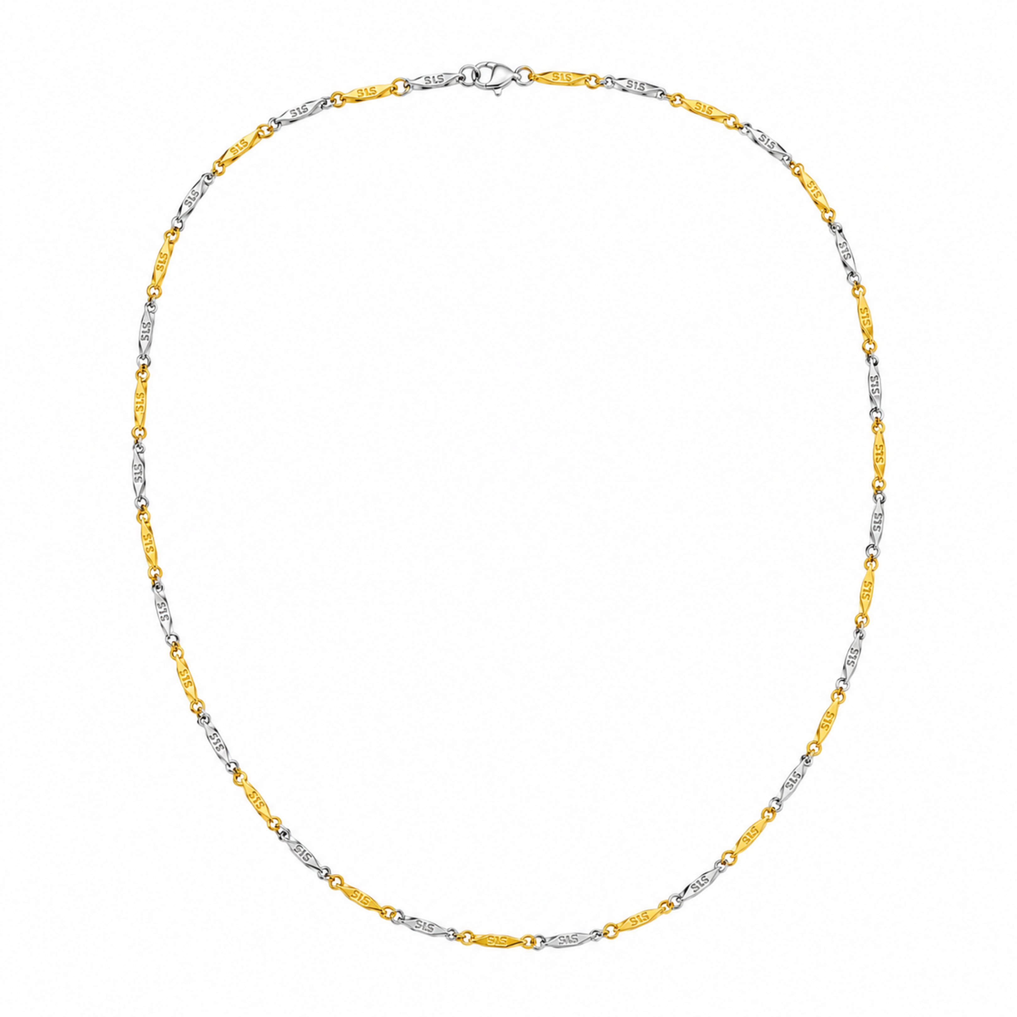 Bria By Saar Stainless Steel Golden & Silver Fancy Greek Key Chain For Men & Women | Premium Dual Tone Anti-Tarnish Necklace Chain | Stylish Fashion Jewellery