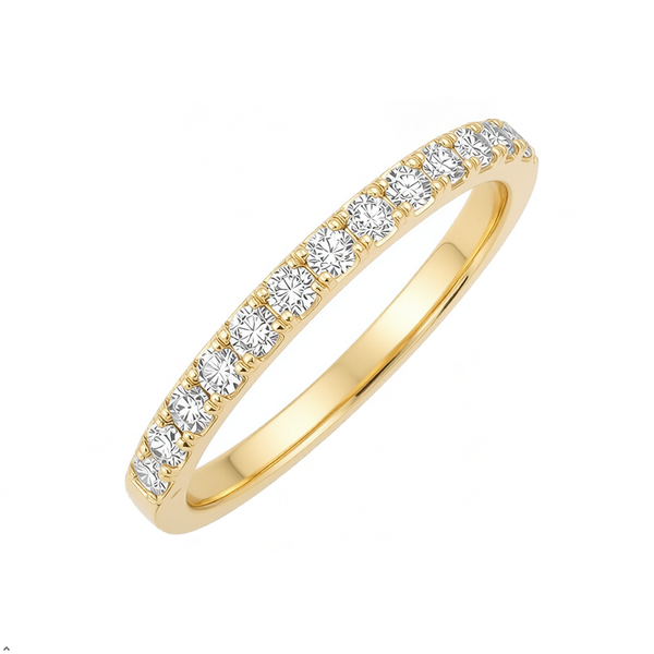 Stainless Steel Golden Cubic Zirconia Gold-Plated Ring For Men & Women | Premium Crystal Studded Fashion Band | Anti-Tarnish Stylish Daily Wear Jewellery Gift | (Size- 7)