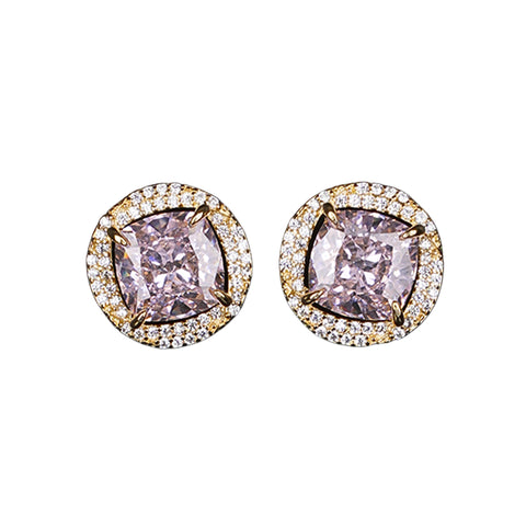 Elegant Cushion-Cut Halo Stud Earrings