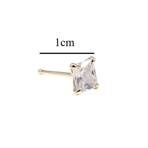 BRIA BY SAAR 925 Sterling Silver Square Princess-Cut CZ Nose Pin for Women and Girls | Timeless Minimalist Cubic Zirconia Nose Stud | Hypoallergenic Daily Wear Fine Jewellery | Nickel-Free and Skin-Friendly