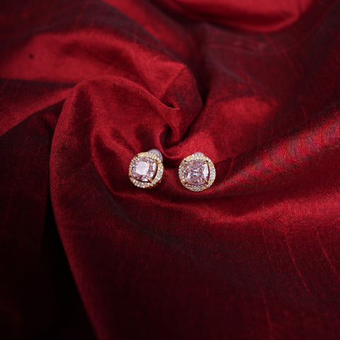 Elegant Cushion-Cut Halo Stud Earrings