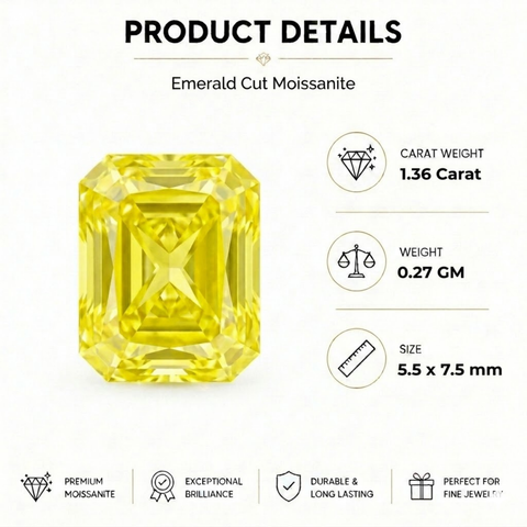Luxury 2.2 Carat Oval Cut Moissanite Loose Stone 6.5x8.5mm – Yellow Color VVS1 Clarity with GRA Certificate | Brilliant Diamond-Like Certified Gemstone for Rings, Pendants, Earrings & Custom Jewelry Men &  Women | Stone Only