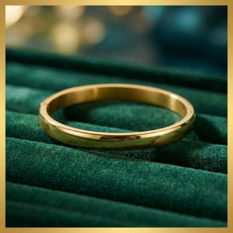 Bria By Saar Stainless Steel Golden Adjustable Gold Plated Kada Bracelet With Greek Key Pattern For Women | Premium Anti-Tarnish Open Cuff Bracelet | Stylish Daily Wear Fashion