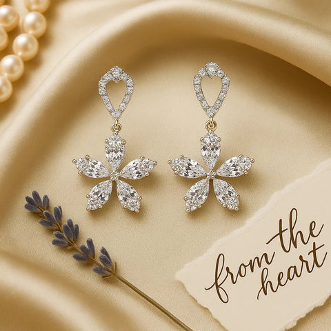 Luxury Floral Crystal Drop Earrings
