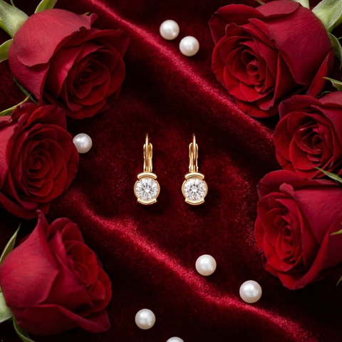Bria By Saar 18K Gold Triangular Stud Setting Earrings For Women & Girls | Premium Glossy Finish Anti-Tarnish Earrings | Stylish Daily Wear Fashion Jewellery For Party, Casual & Gifting (Pair)