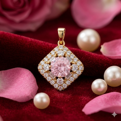 Bria By Saar Copper Gold-Plated Adjustable Cubic Zirconia Locket For Women & Girls | Premium Cz Pendant Necklace With Adjustable Chain | Anti-Tarnish Fashion Jewellery