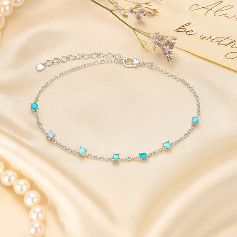 Elegant Silver-Plated Opal Charm Bracelet