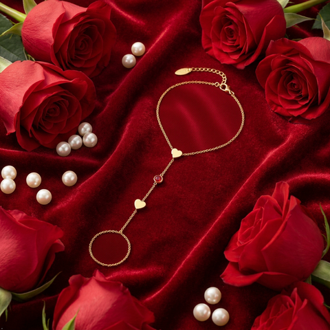 Bria By Saar 18K Gold Hathphool For Women & Girls | Premium Glossy Finish Anti-Tarnish Hand Bracelet Jewellery | Elegant Traditional & Contemporary Fashion Accessory For Party, Wedding, Festive & Gifting