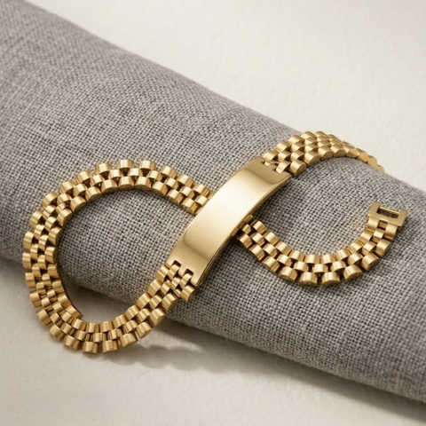 Bria By Saar Stainless Steel Golden Jubilee Style Chain Bracelet For Men | Premium Glossy Finish Anti-Tarnish Bracelet | Stylish Daily Wear Fashion Jewellery For Party, Casual & Gifting