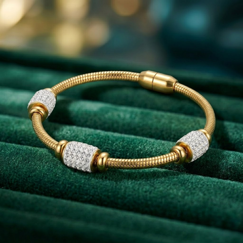 Bria By Saar Stainless Steel Golden Adjustable Gold Plated Kada Bracelet With Greek Key Pattern For Women | Premium Anti-Tarnish Open Cuff Bracelet | Stylish Daily Wear Fashion & Gifting