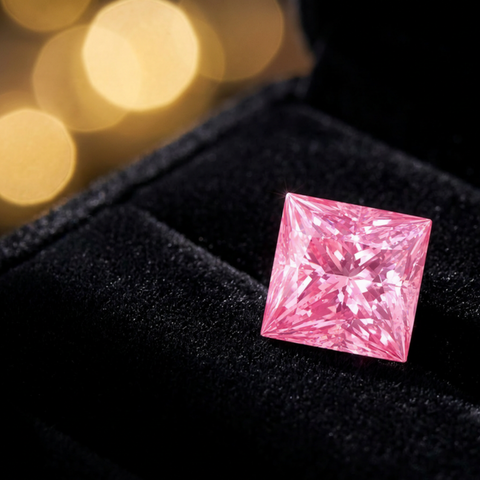 Princess Cut Pink Moissanite Loose Gem 1.62 Carat