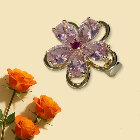 Crystal Flower Brooch 14