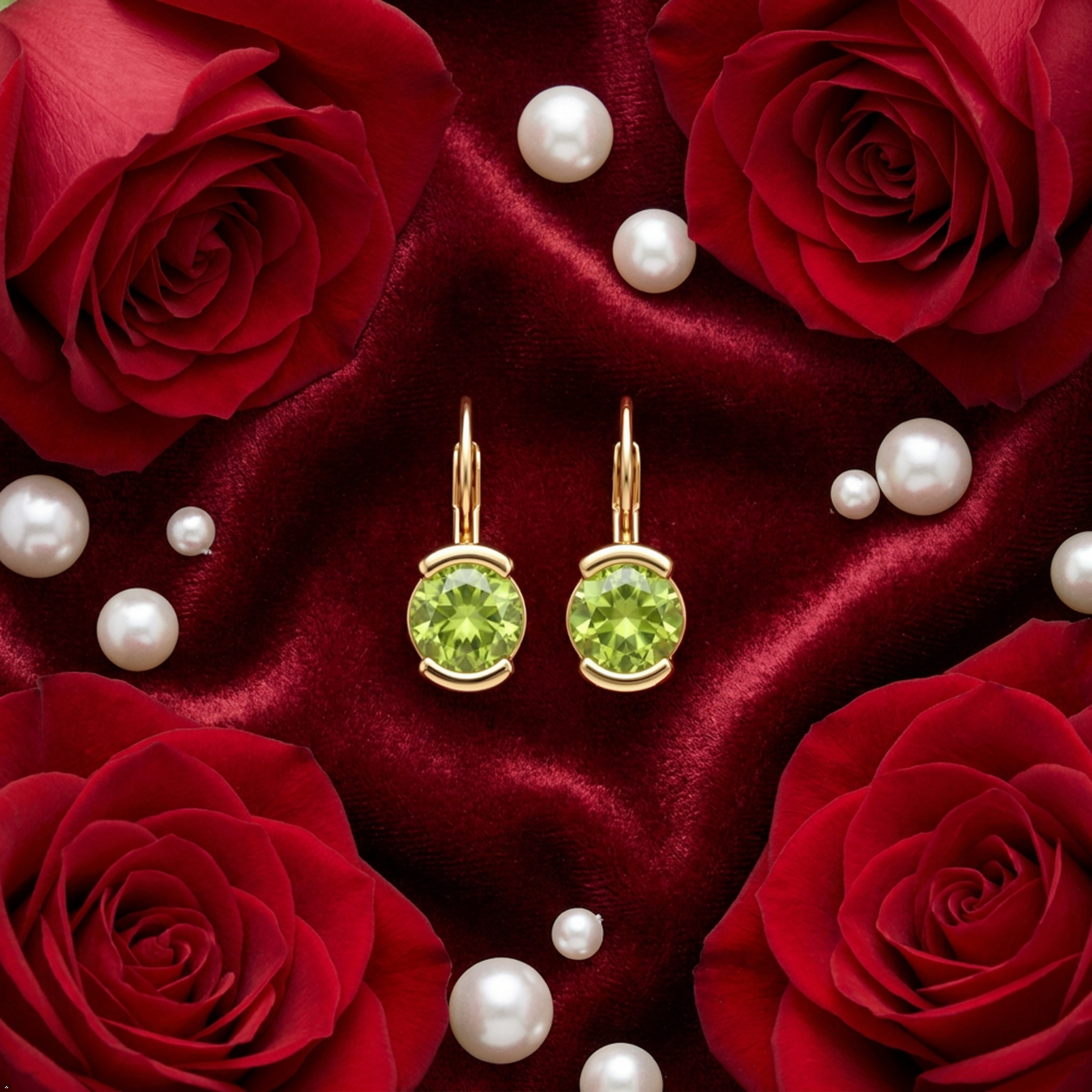 18K Gold Triangular Stud Setting Earrings For Women & Girls | Premium Glossy Finish Anti-Tarnish Earrings | Stylish Daily Wear Fashion Jewellery For Party, Casual & Gifting | Golden/Green | (Pair)