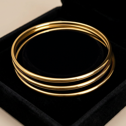 Bria By Saar 18K Gold Minimal Charm Bracelet For Women & Girls | Premium Glossy Finish Anti-Tarnish Bracelet | Stylish Daily Wear Fashion Jewellery For Party, Casual & Gifting (Set of 3)