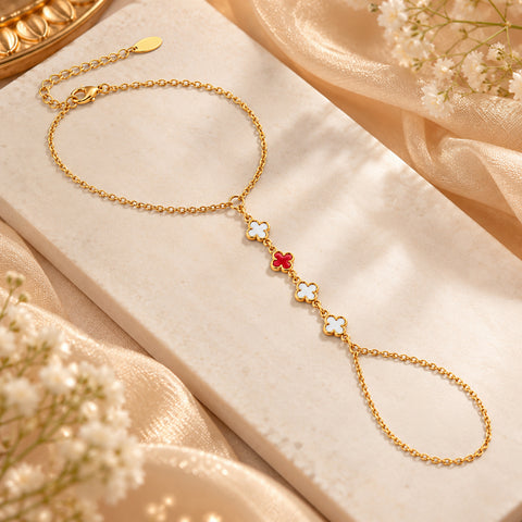 Gold Plated Star Hathphool for Women, Hand Chain with Finger Ring