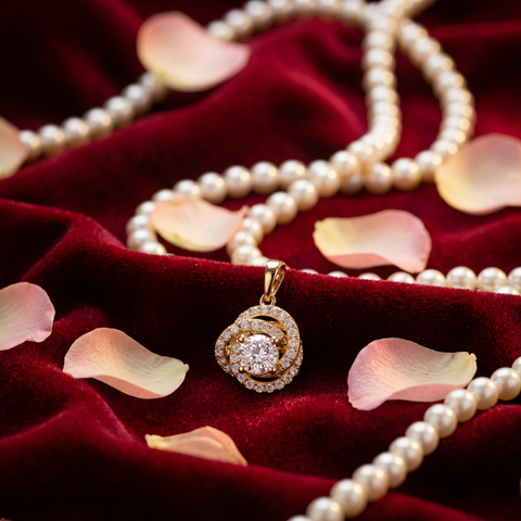 Bria By Saar Copper Gold-Plated Crystal Bloom Pendant For Women & Girls | Adjustable Floral Pendant Necklace | Anti-Tarnish Stylish Daily Wear Fashion Jewellery & Special Occasions