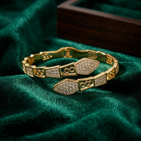 Bria By Saar Stainless Steel Golden Adjustable Gold Plated Kada Bracelet With Greek Key Pattern For Women | Premium Anti-Tarnish Open Cuff Bracelet | Stylish Daily Wear Fashion Jewellery