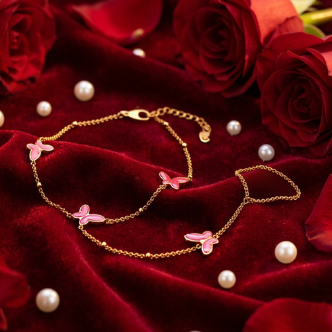 Bria By Saar 18K Gold Hathphool For Women & Girls | Premium Glossy Finish Anti-Tarnish Hand Bracelet Jewellery | Elegant Traditional & Contemporary Fashion Accessory For Party, Wedding, Festive & Gifting