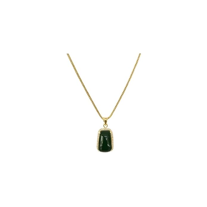 BRIA BY SAAR 925 Sterling Silver Gold-Plated Pendant Necklace – Classic Green Gemstone Jewelry for Women Timeless Lightweight Jewelry for Everyday Elegance & Special Occasions